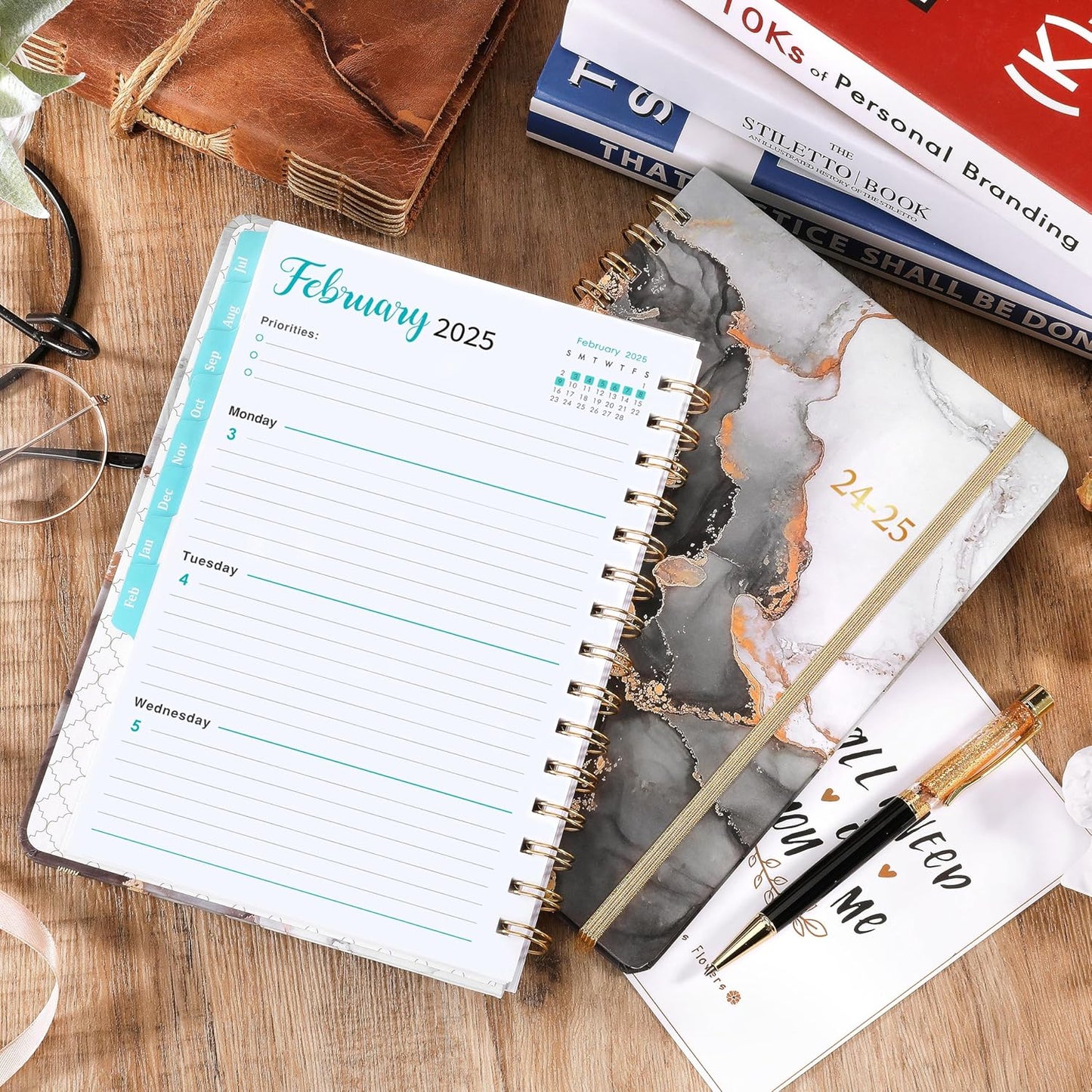PAPERIAN 2024 Planner – Less-is-More Planner for Writing Desk, Lay-Flat Twin-Wire Binding