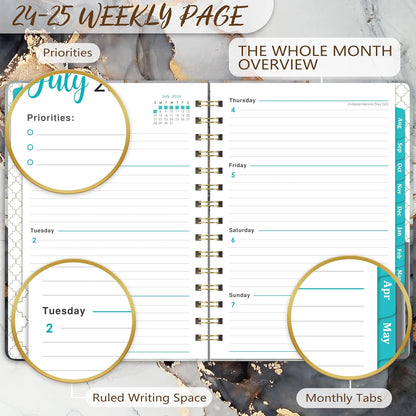 PAPERIAN 2024 Planner – Less-is-More Planner for Writing Desk, Lay-Flat Twin-Wire Binding