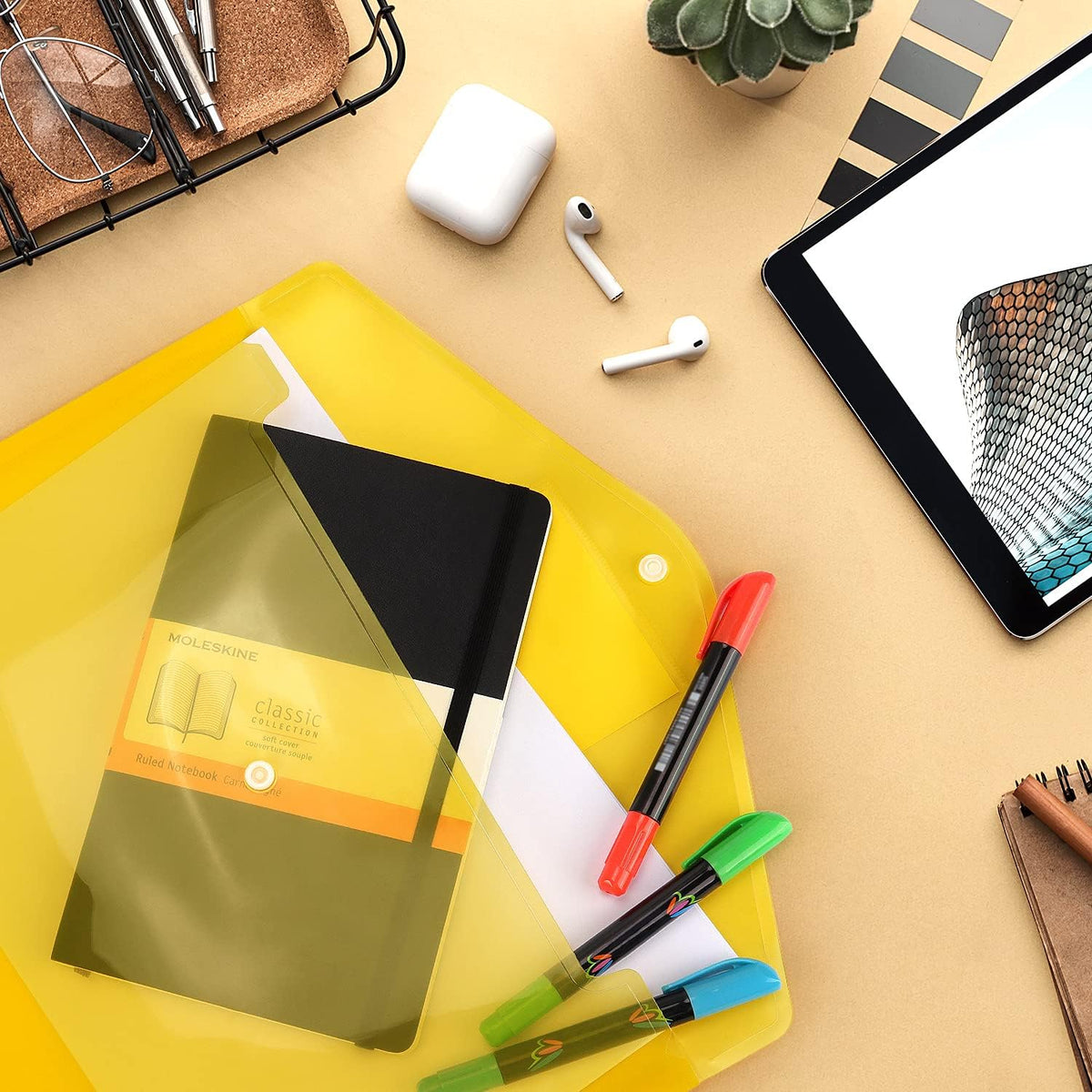 PaperPerfection 6 Pack Clear Plastic Envelopes for Office Workers, Useful Holiday Gift for Professionals