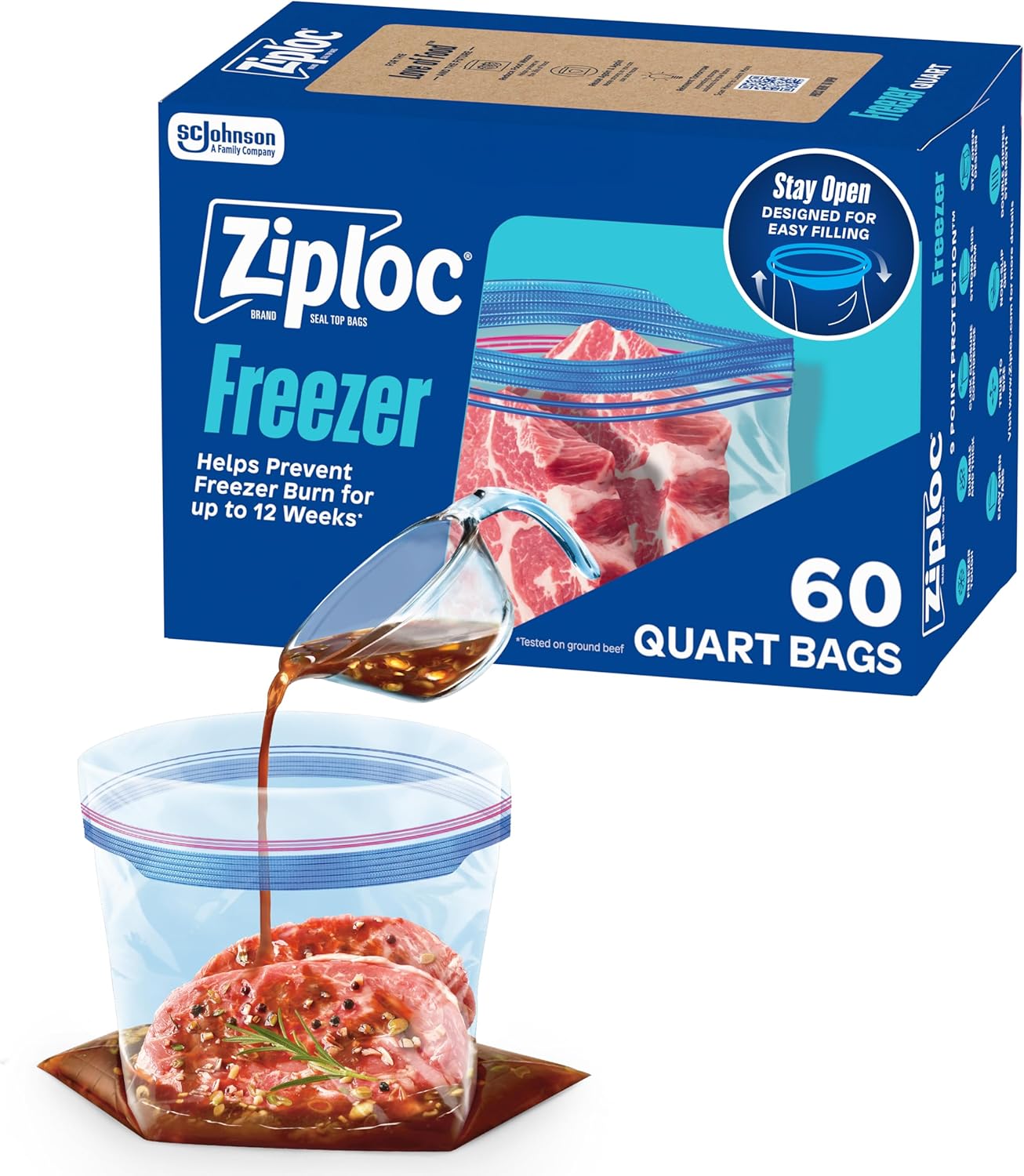 patented stand-up bottom with fold line for hands-free filling