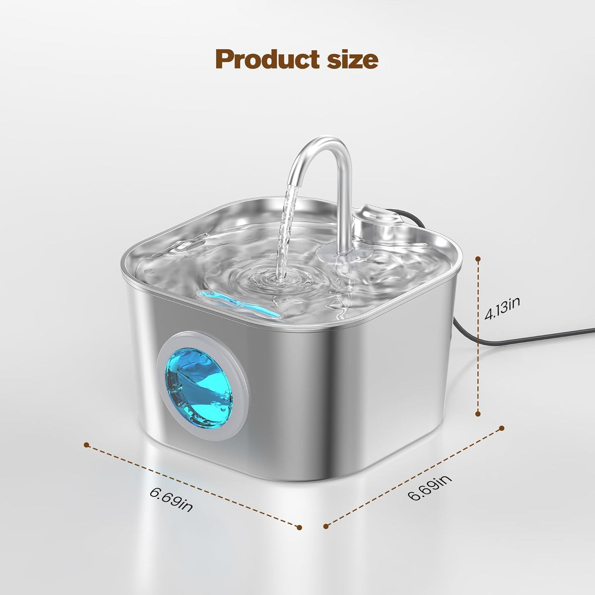 PawPurity AquaStream Pet Fountain – Clean-Lined Hydration for Open-Plan Living, Neutral Stainless Steel 2.2L