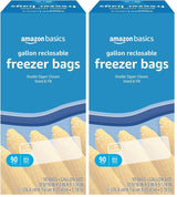 Amazon Basics BPA Free Gallon Freezer Bags for Safe Family Food Storage and Kid Friendly Lunches
