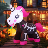 COMIN Blow Up Pink Skeleton Unicorn Halloween Decoration – Designer-Style Statement Piece for Bedroom Aesthetic and Cozy Home Ambiance