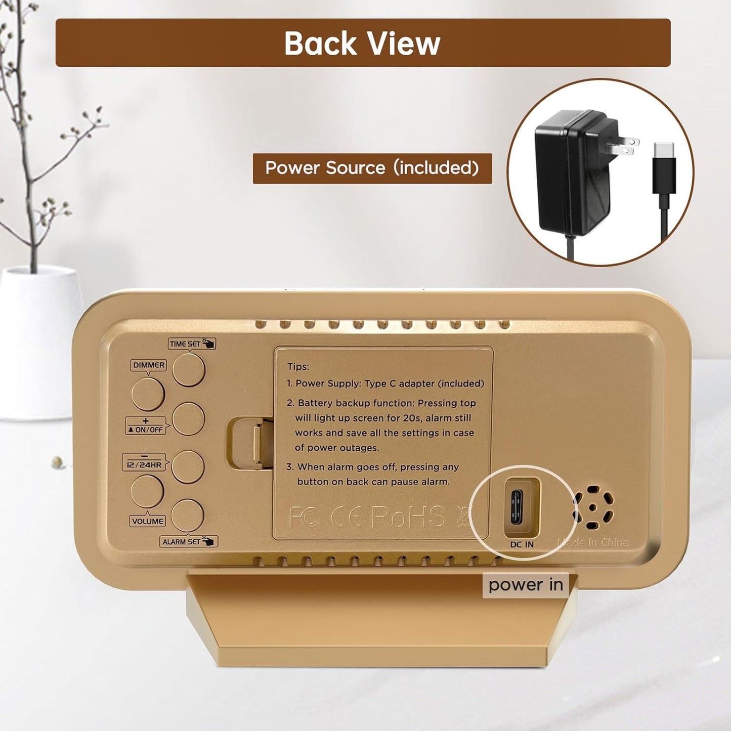Peakeep Modern Mirror Clock – Workspace Accent for Remote Workers with Battery Backup Reliability