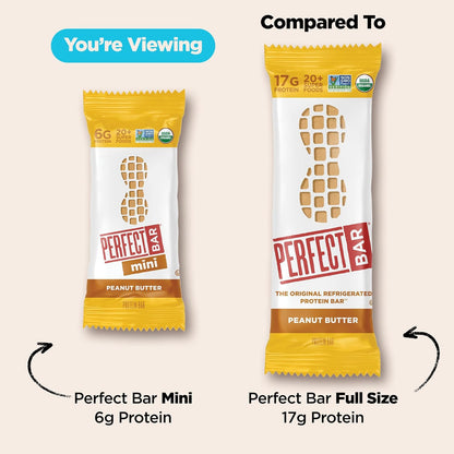 Perfect Bar Mini Peanut Butter Protein Bar – Whole Food Snack for Clean Eating Adults, Refrigerated Fresh Treat