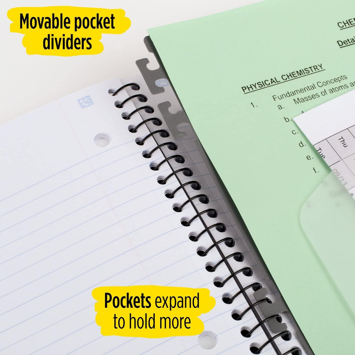 perforated pages, pen loop, and available in 7 colors plus 1-pack and 6-pack configurations