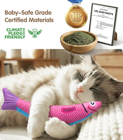 PetBusy Catnip Fish Toy – Calming Enrichment for Anxious Indoor Cats, Silvervine Relaxation Kicker
