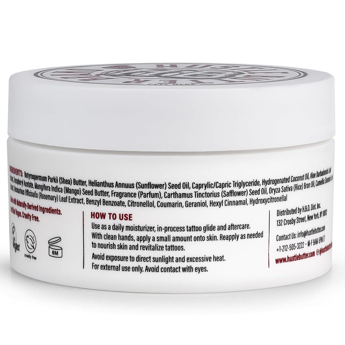 Hustle Butter Vegan Tattoo Cream 5oz – Cruelty-Free and Clean-Ingredient Formula for Allergic-Reaction-Free Tattoo Recovery