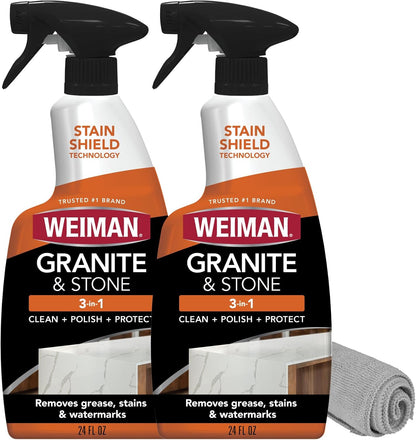 ph-balanced, non-etching formula safe for marble, granite, quartz, quartzite, travertine, limestone, slate, onyx, and tile