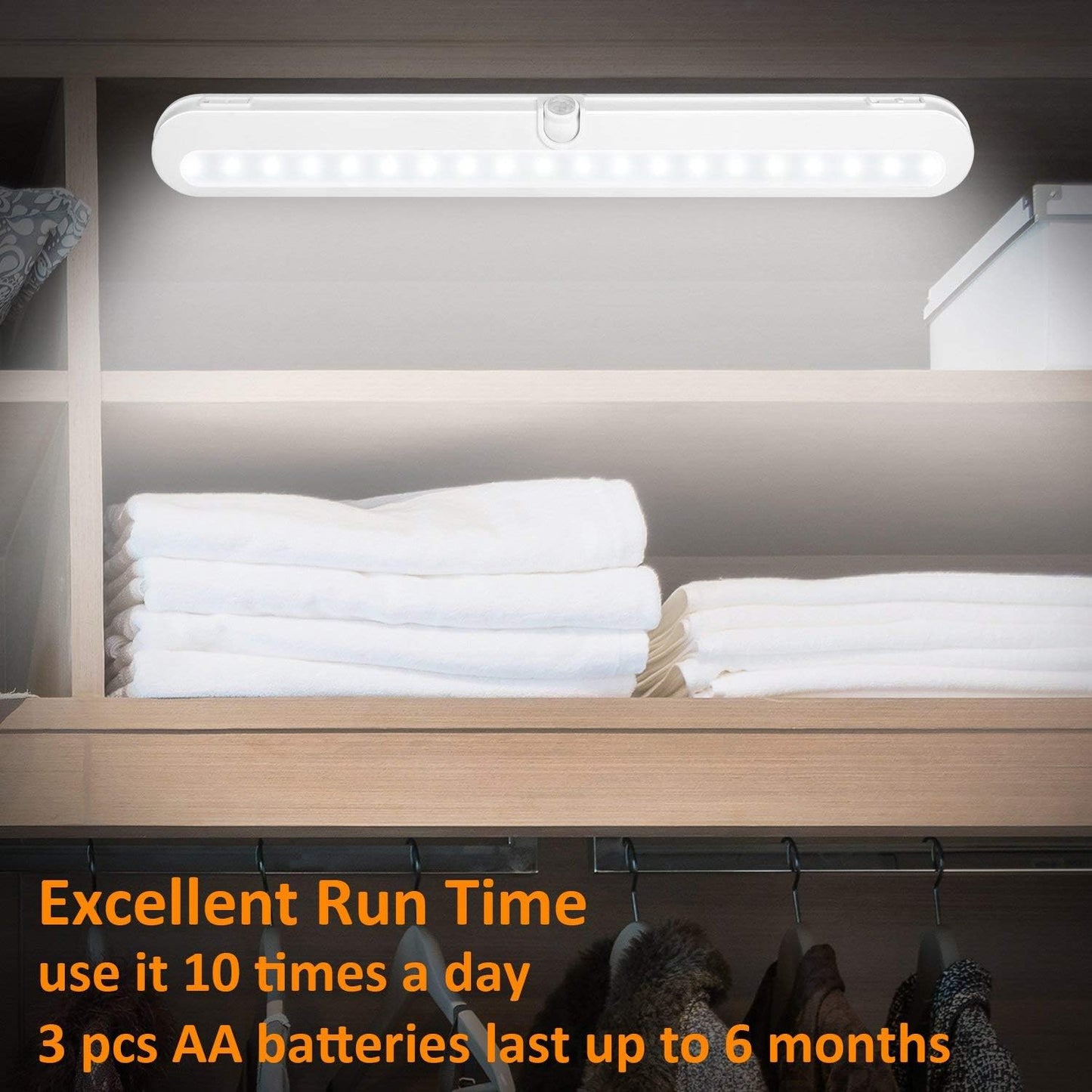 pir motion sensor with 10 ft detection range and 20-second auto-off delay
