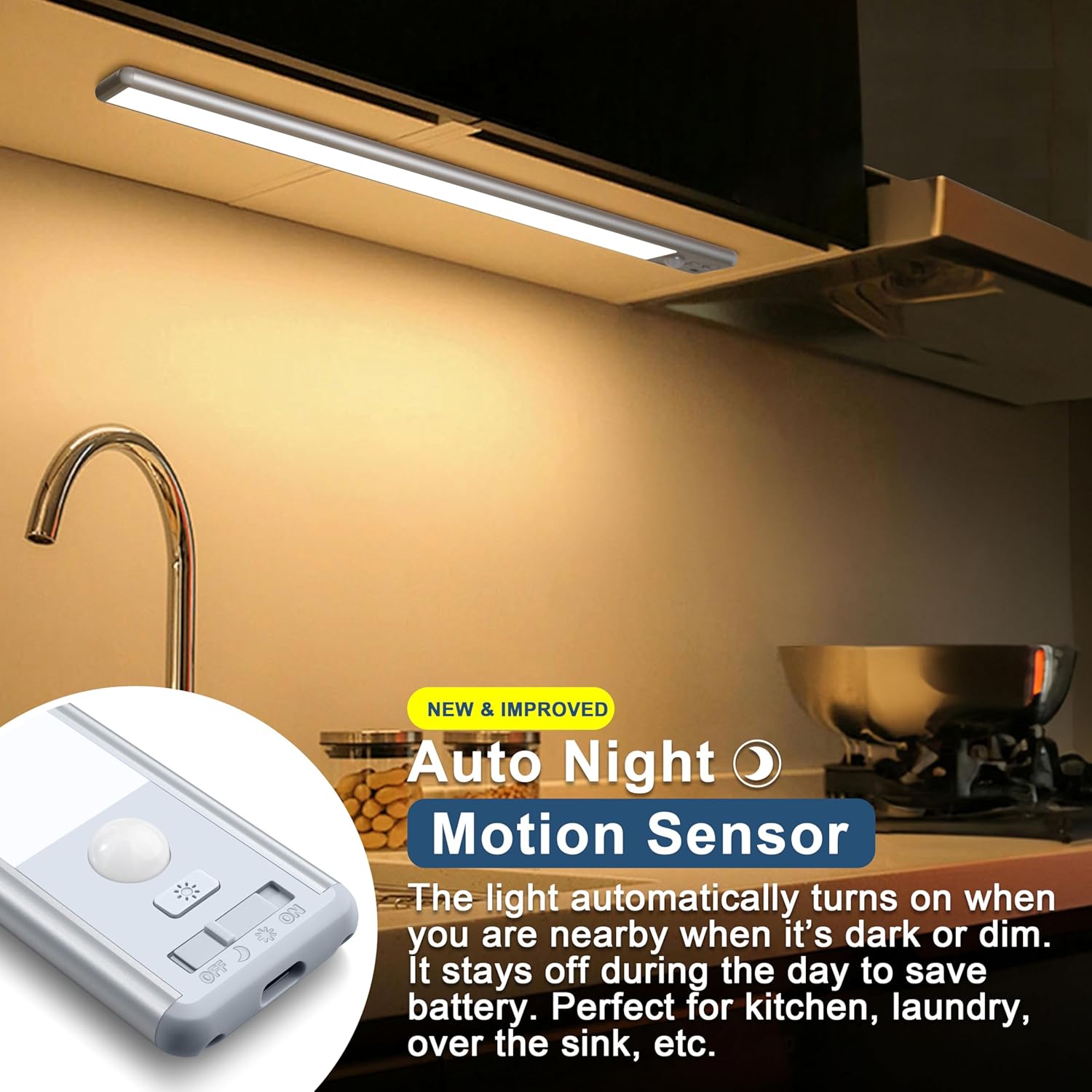 pir motion sensor with 120° angle, 10ft range, and 20-second auto shutoff
