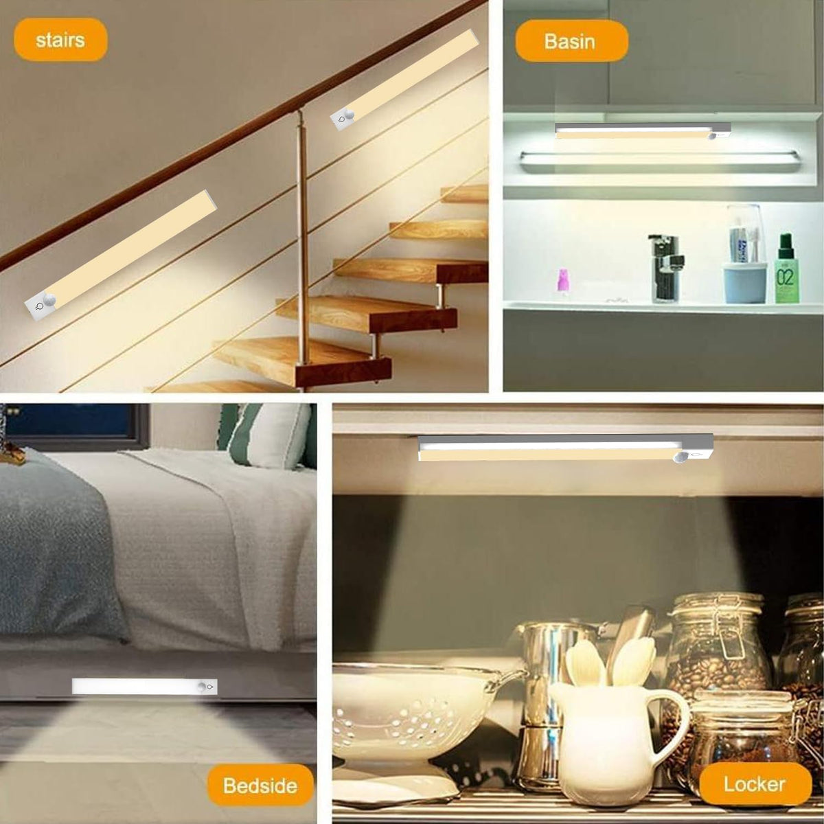 LuminWick Under Cabinet LED – Flameless Motion-Activated Safety Light for Bedside Nightstands and Bathroom Vanities