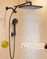 Veken 15 Inch Adjustable Tri-Arm Shower System, Brushed Nickel Finish for Balanced Proportions in Any Bathroom Layout