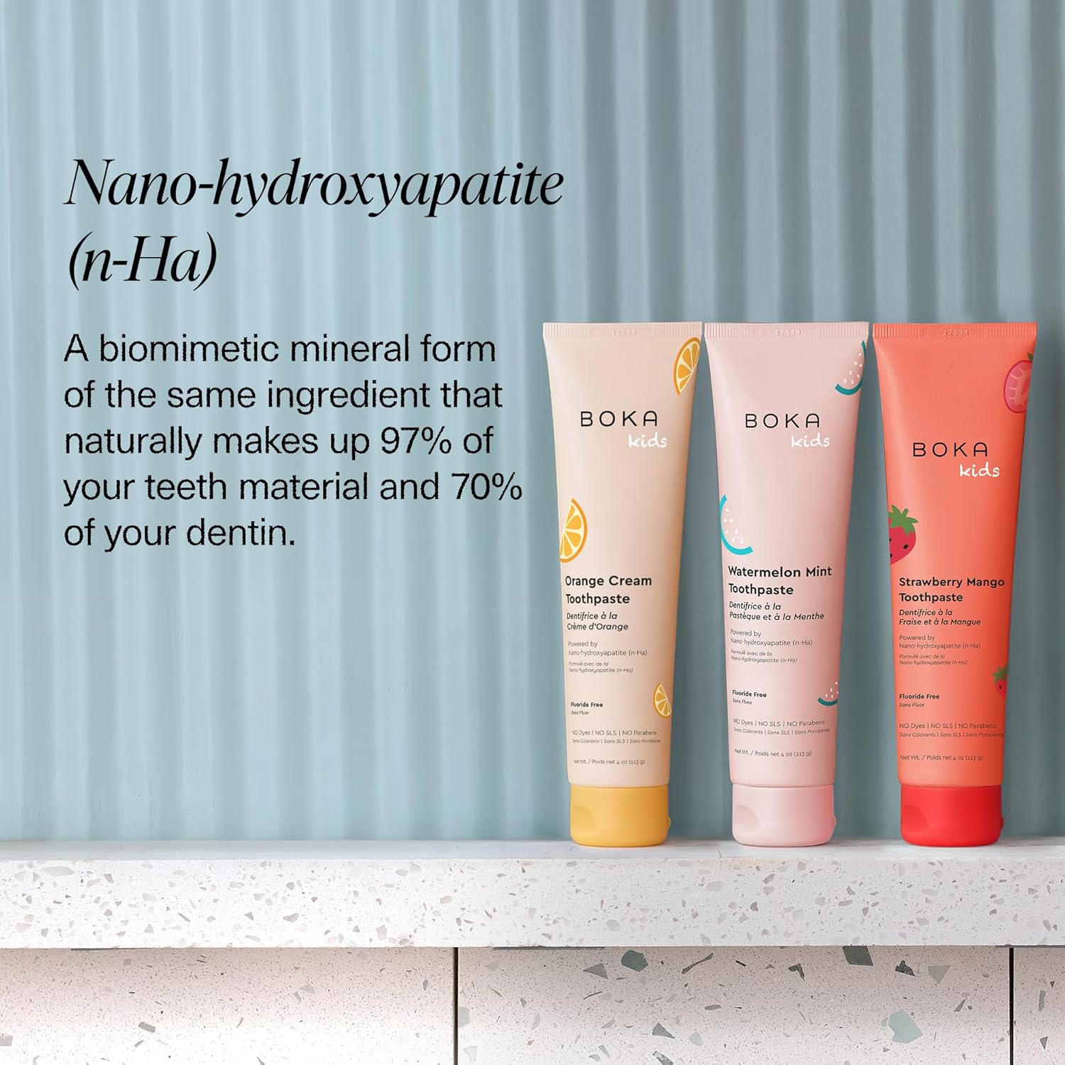 plaque removal and breath freshening as stated product benefits, in a kid-safe paste format