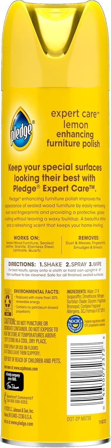 Pledge 2-Pack Lemon Polish – Easy Holiday Gift Set for Friends and Family with Wood or Stone Furniture