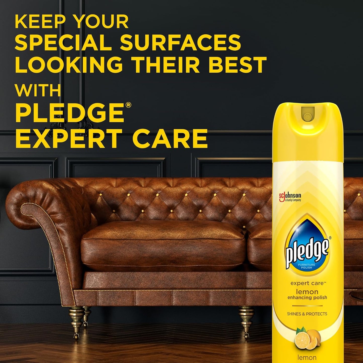 Pledge 2-Pack Lemon Polish – Easy Holiday Gift Set for Friends and Family with Wood or Stone Furniture