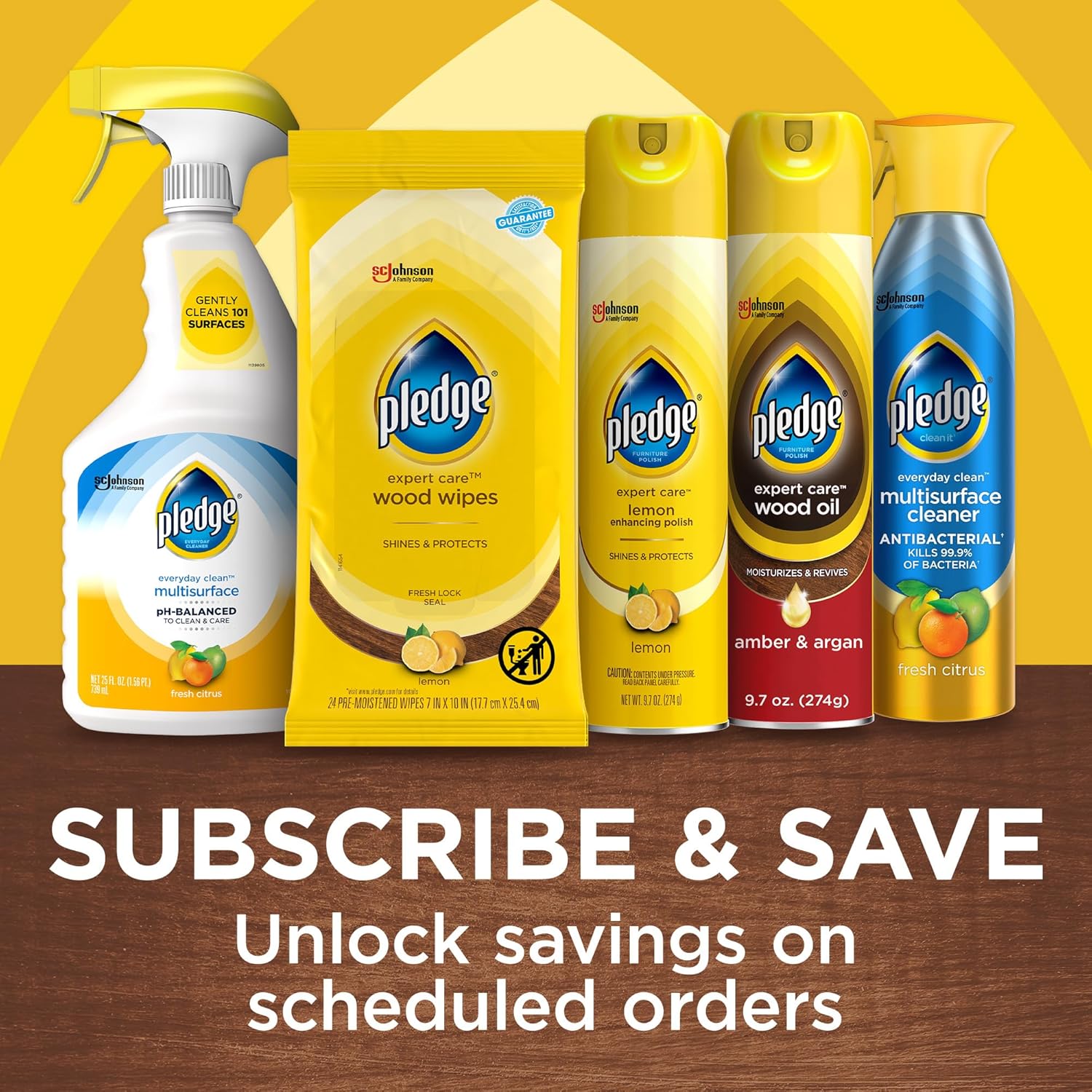 Pledge Expert Care Enhancing Wood Wipes – Lemon Scent Quick Desk Wipe for Background Scent and Focused Study Sessions