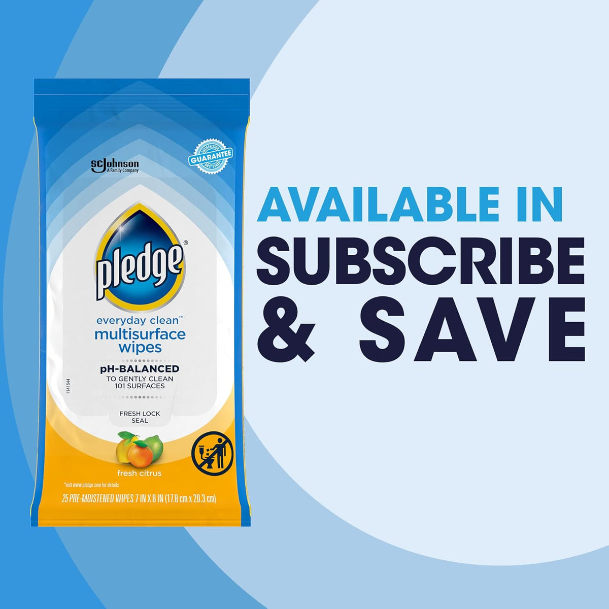 Pledge Multisurface Cleaning Wipes – Studio Apartment Surface Care, Single Product 101+ Surfaces