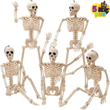 JOYIN 5-Pack Posable Skeleton Decor – 16 Inch Realistic Bone Figures for Living Room Shelves, Staircase Displays, and Hallway Ambiance