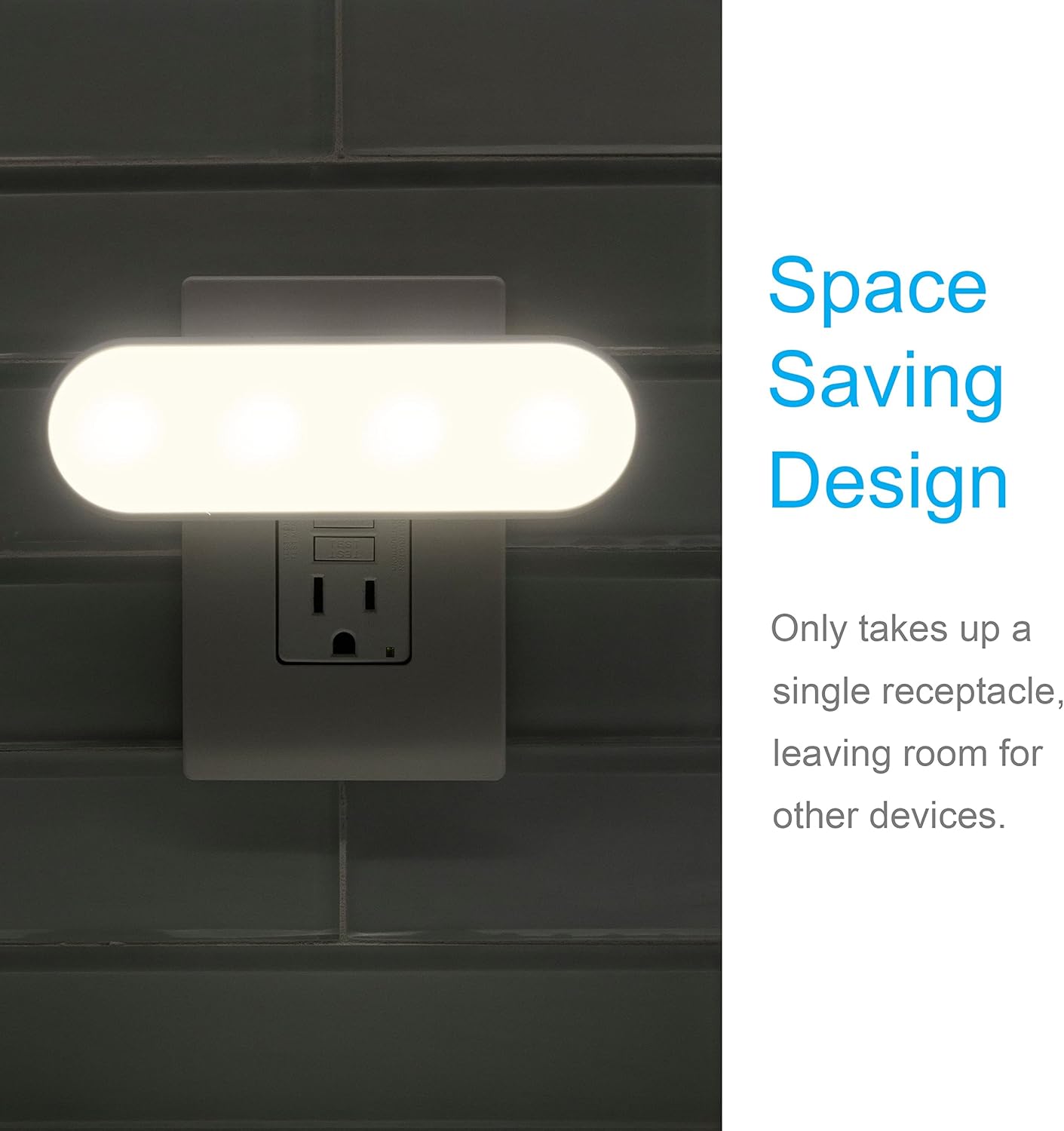 plug-in bar form factor that uses only the top receptacle, freeing the lower outlet