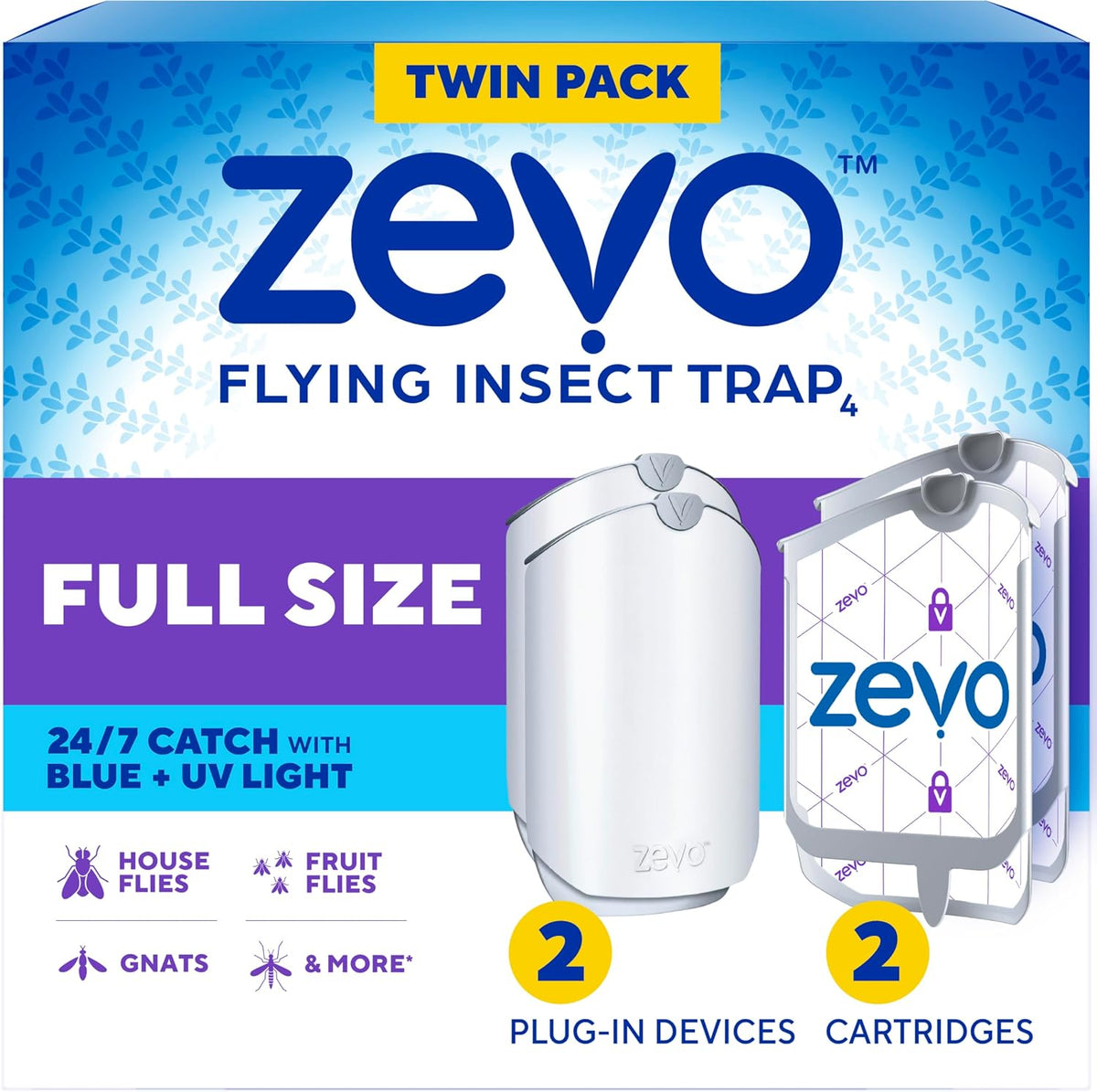 plug-in electric base using blue and uv light to attract flying insects 24/7
