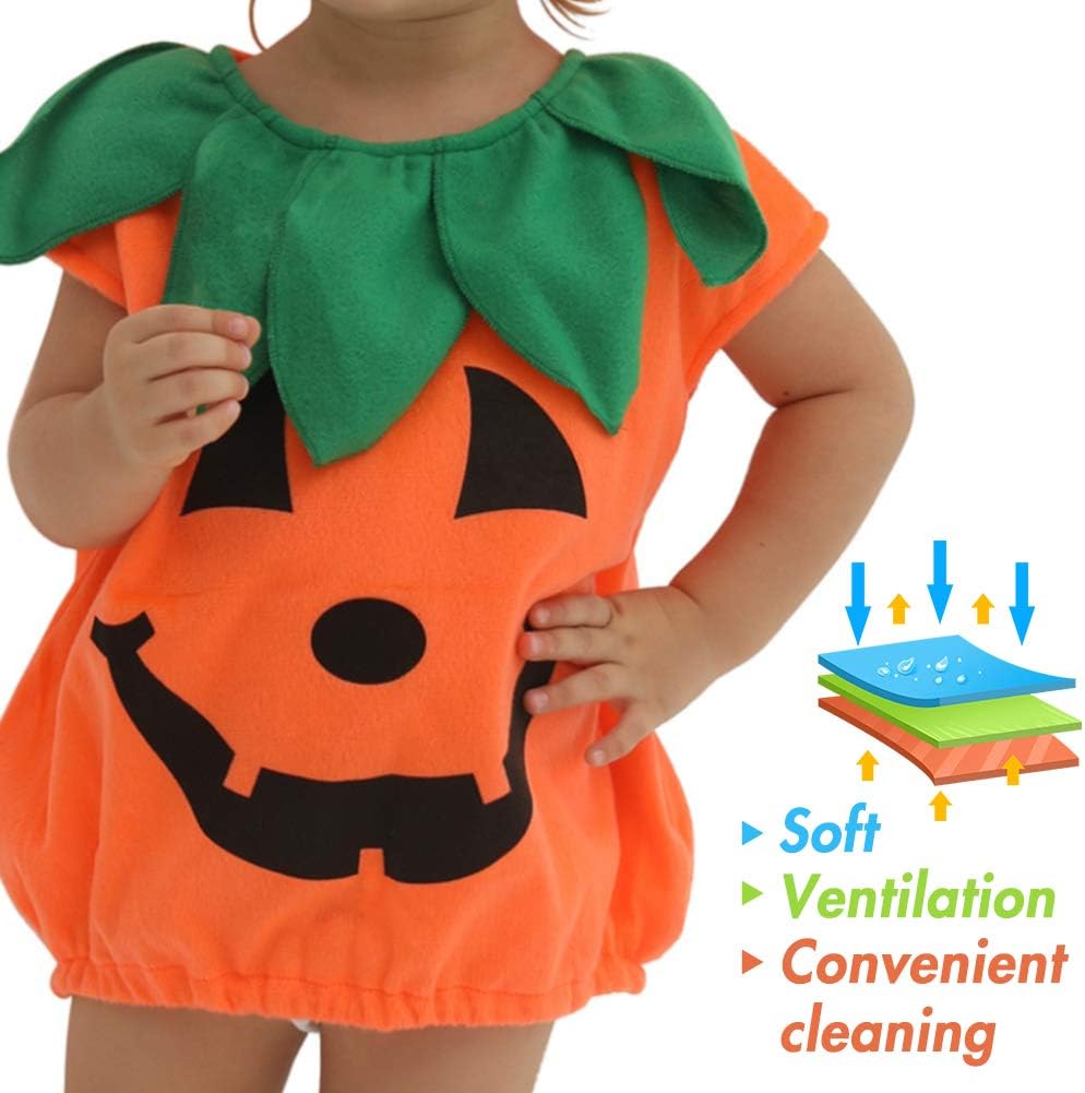 BigOtters Infant Pumpkin Costume Set – Unisex Halloween Outfit for Baby's First Holiday, Gentle on Sensitive Skin