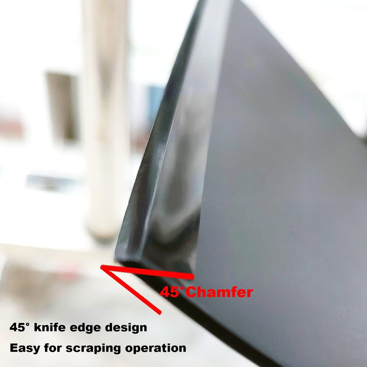 polypropylene handle molded to the blade for one-piece durability