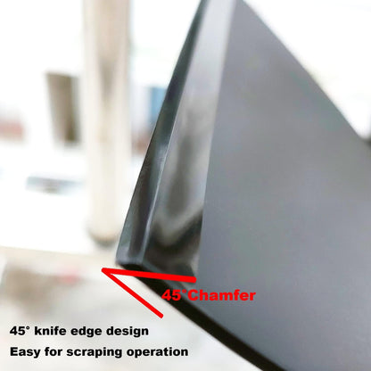 polypropylene handle molded to the blade for one-piece durability