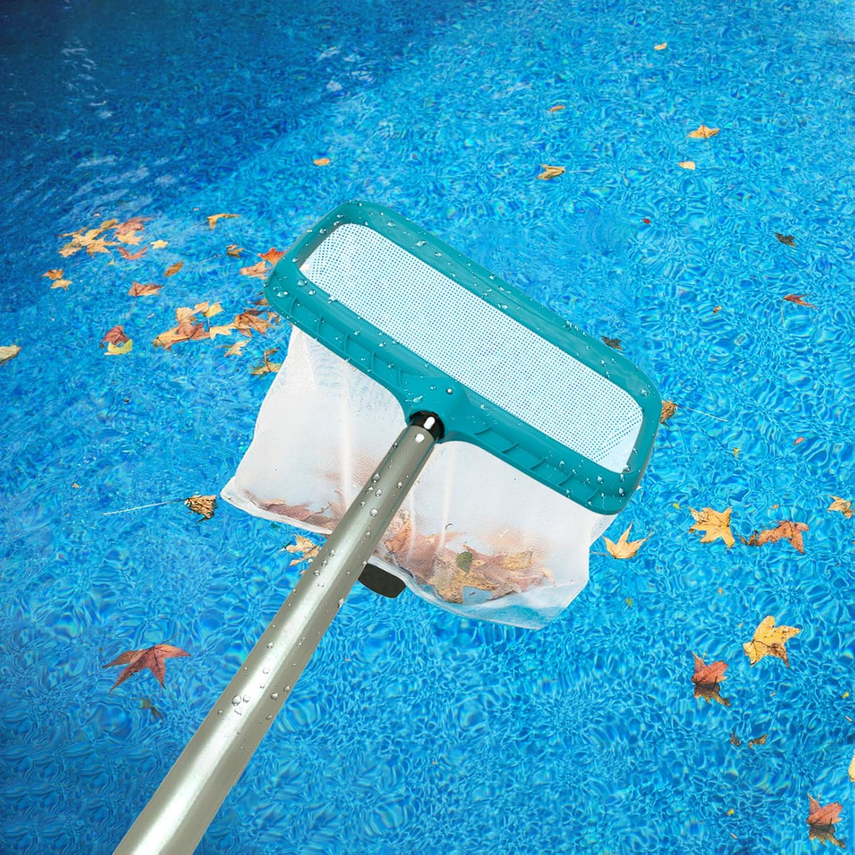 POOLWHALE Pool Skimmer Rake for Evening Spa Routines and Tranquil Outdoor Wellness Spaces