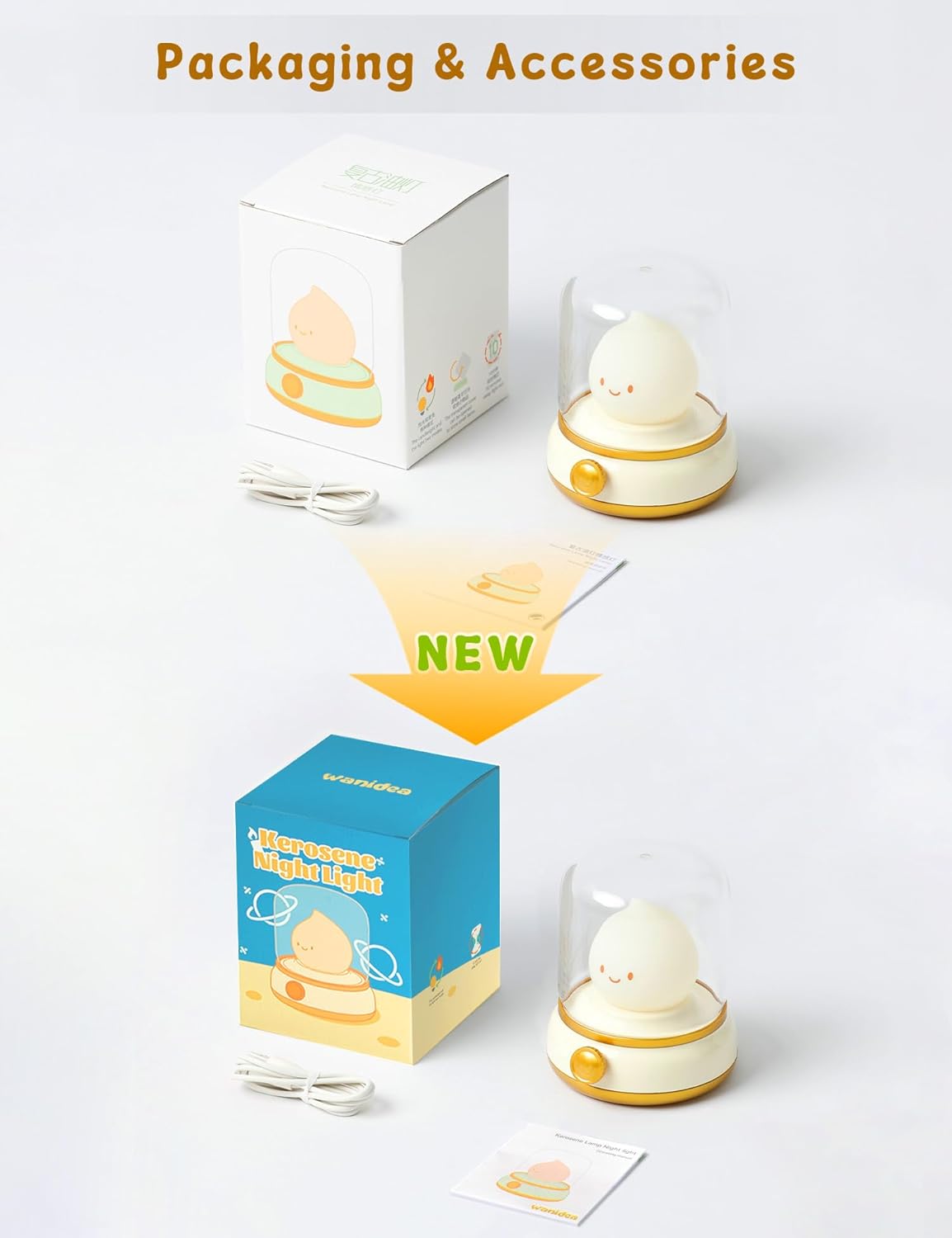 Portable Kerosene Night Light for Children – Rechargeable Flame Effect Lamp for Nursery Reading and Diaper Changes, Dimmable Warm Light