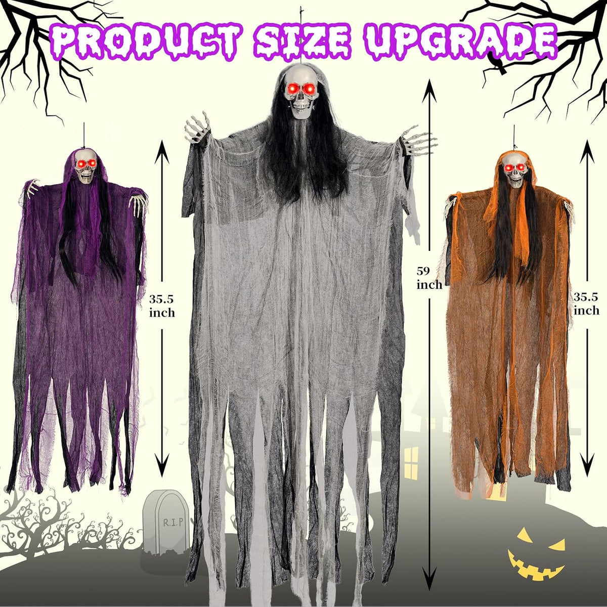 poseable/adjustable arms allowing customizable scary or welcoming positions