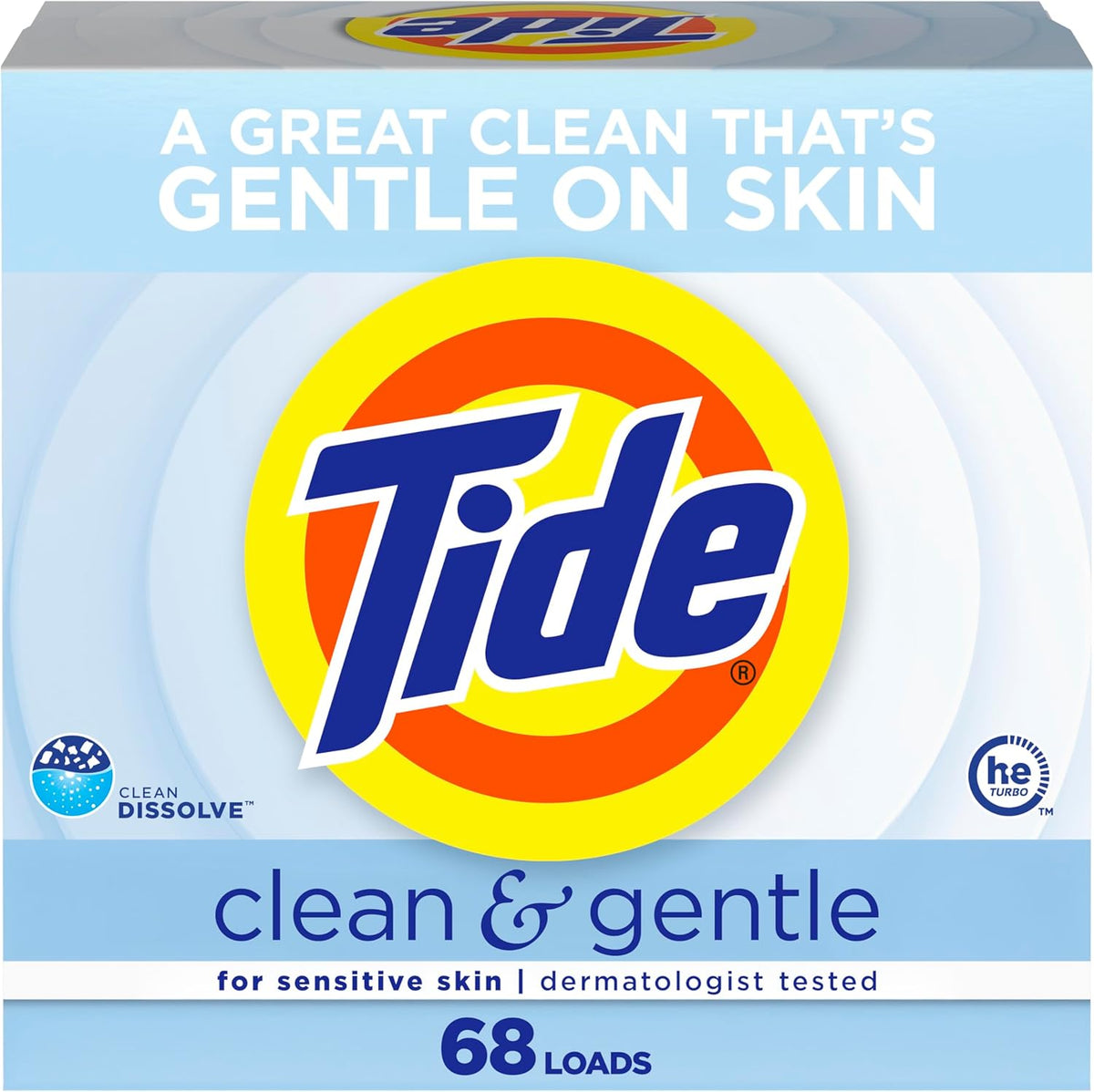 powder detergent format, 77 oz providing 68 loads per package