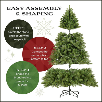 National Tree Company 7.5ft Pre-Lit Dunhill Fir Artificial Christmas Tree – Allergy-Friendly Holiday Tree for Sensitive Households