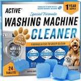 ACTIVE Pet Laundry Machine Cleaner – Fragrance-Free Descaler for HE Washers Supporting Mindful, Health-First Homes, 24-Tablet Supply