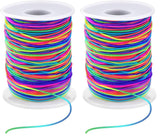 Pastel and Bright Beading Cord for Cozy Craft Corner Decor, 1mm Stretchy Rainbow Elastic String