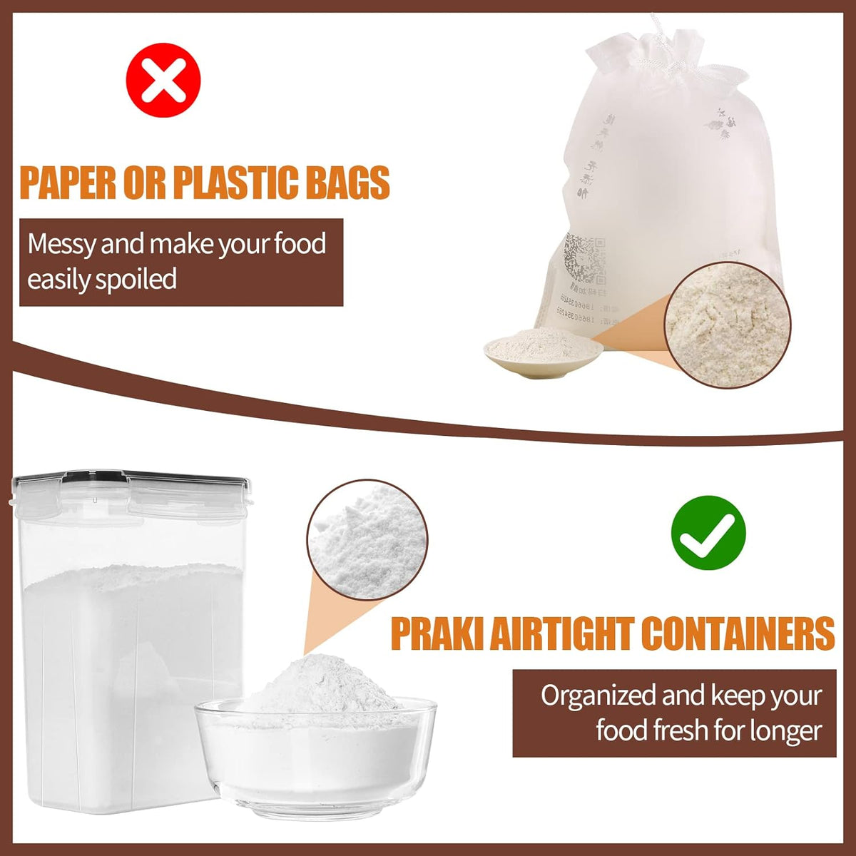 PRAKI 24 PCS Airtight Storage Containers – Labeled Canister Set for RV Galley and Small Apartment Pantry Workflows
