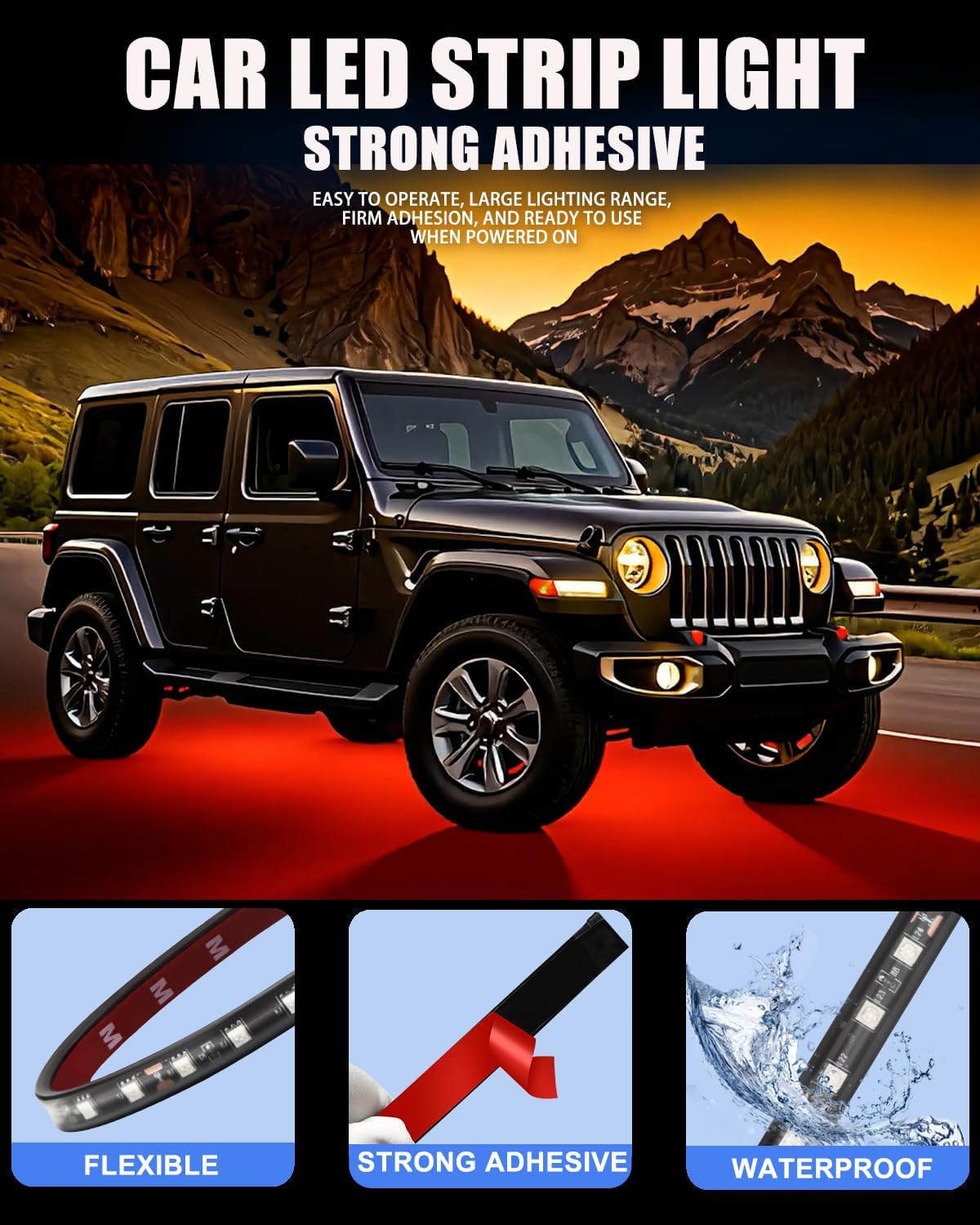 pre-applied 3m adhesive tape for tool-free mounting