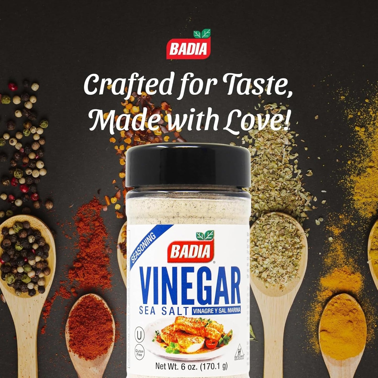 pre-blended zesty vinegar and crystalline sea salt flavor profile