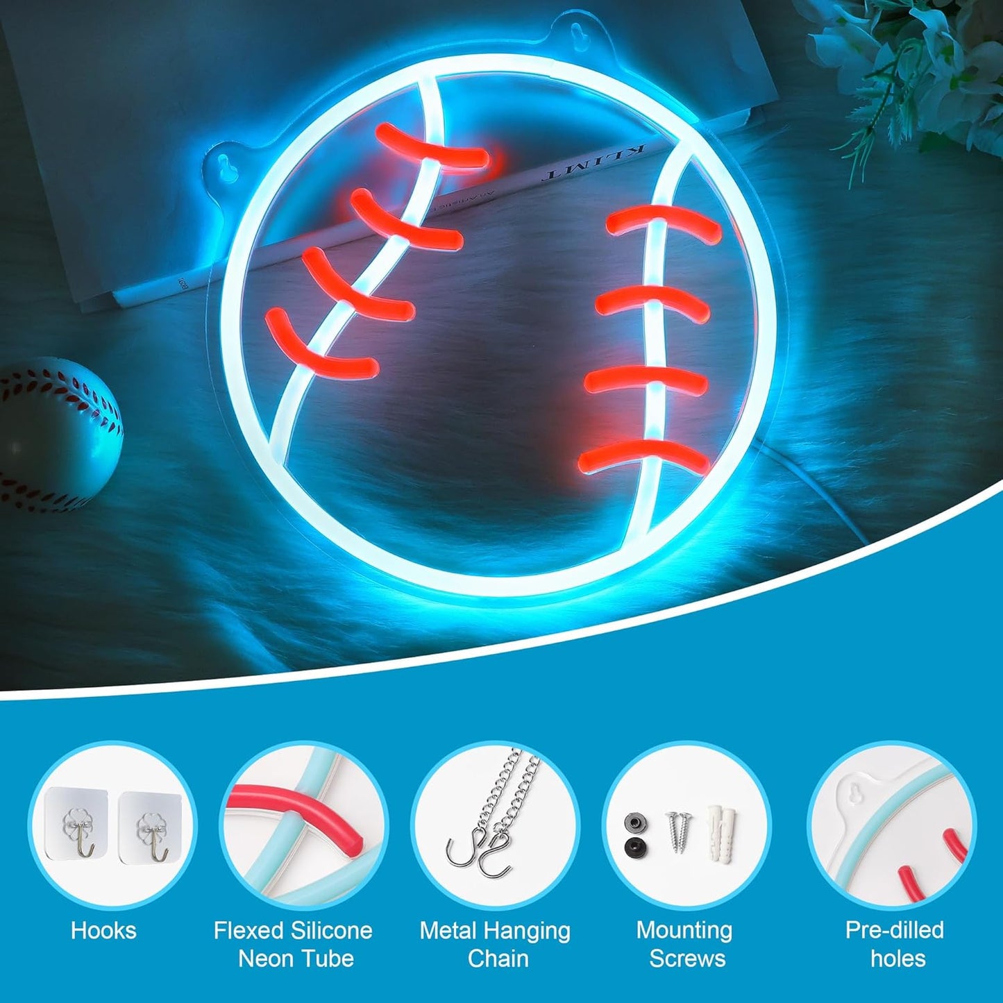 pre-printed baseball design with warm ambient lighting