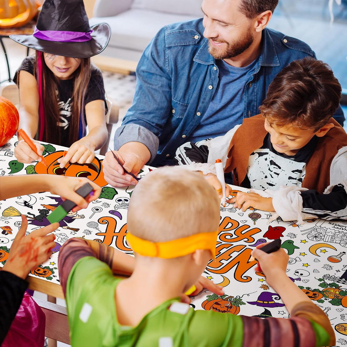 pre-printed cartoon-style halloween designs ready to color or paint