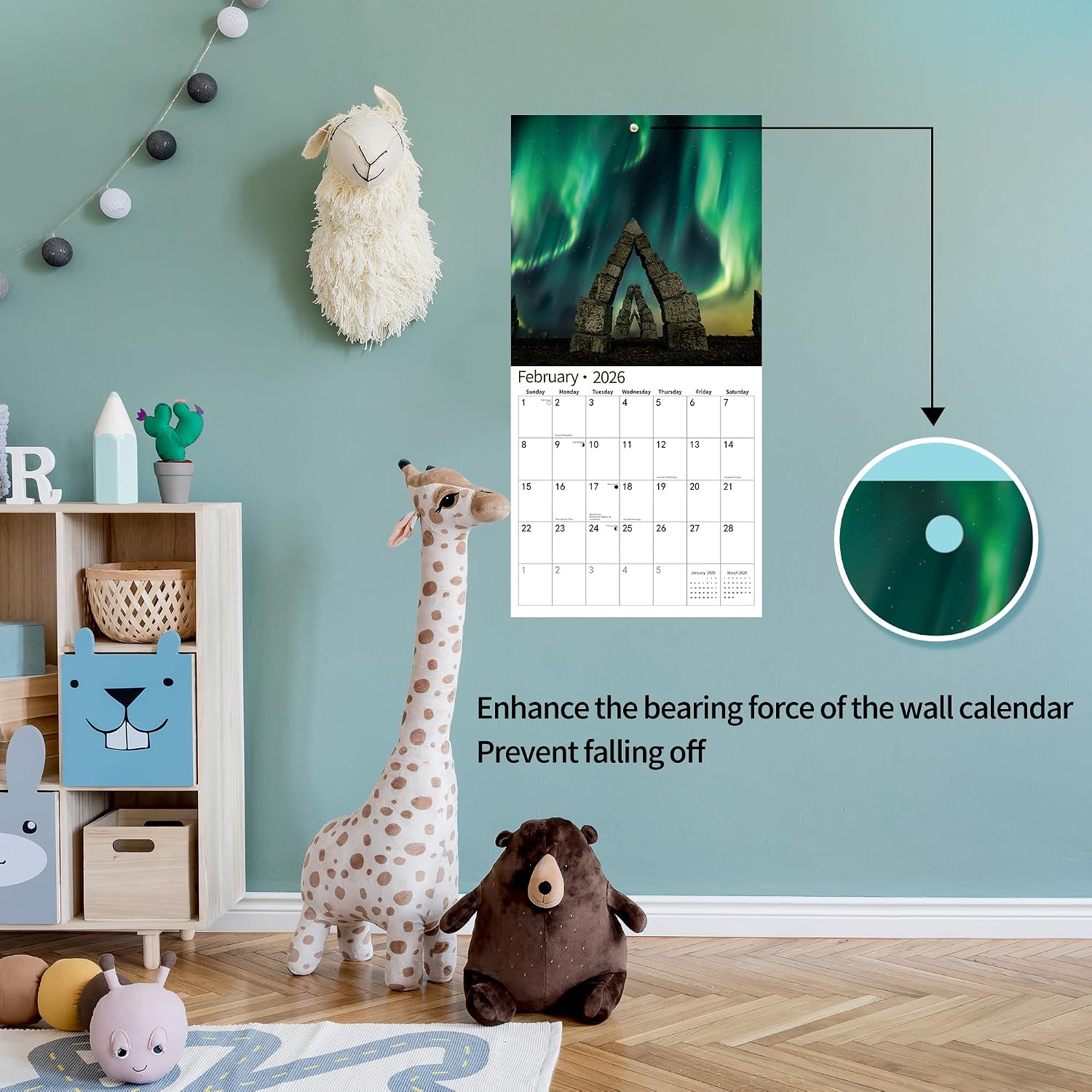pre-printed us/canadian holidays and moon phases