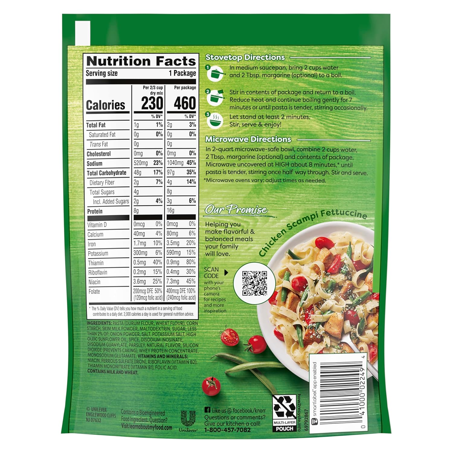 pre-seasoned butter sauce packet included with fettuccine pasta
