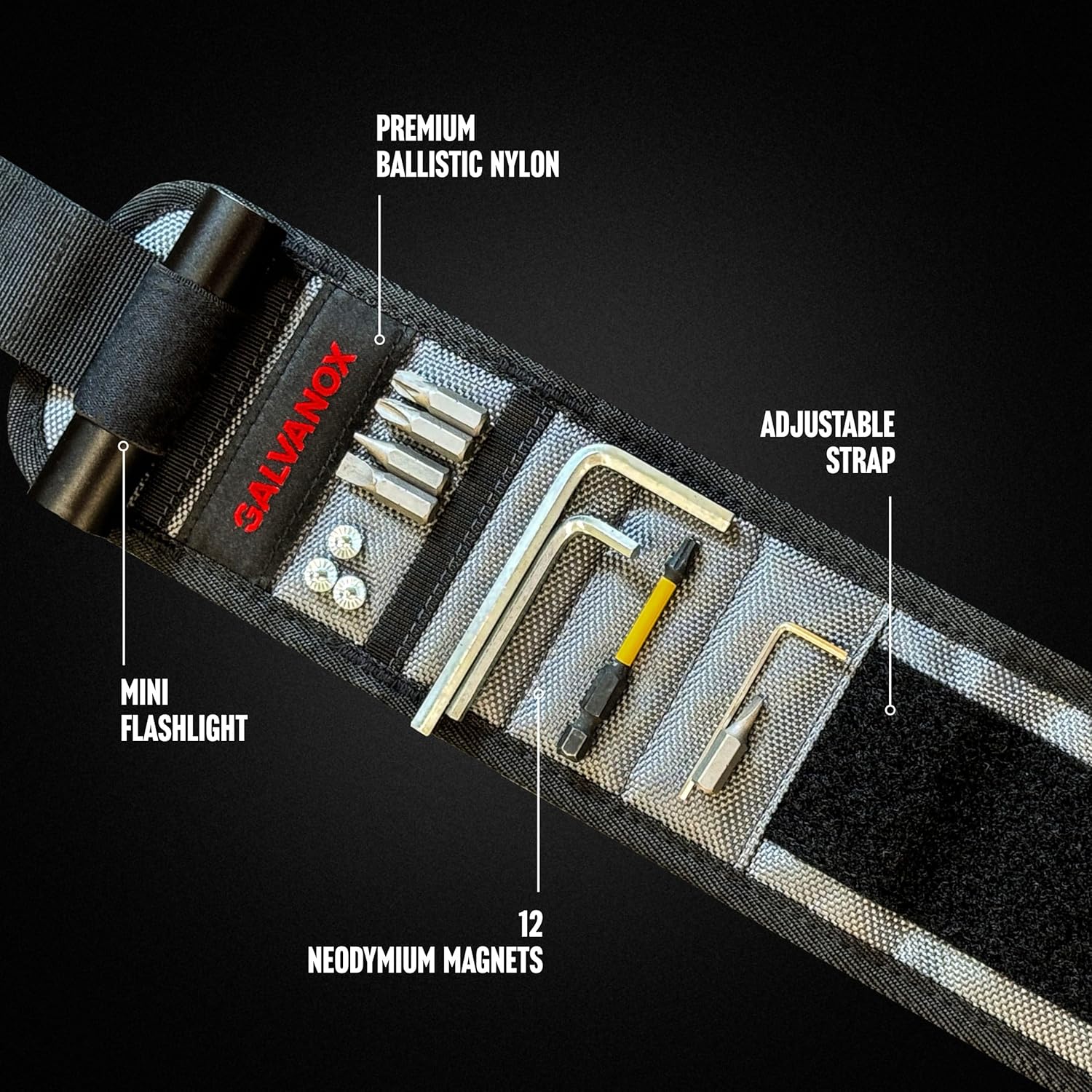 premium ballistic nylon construction for durability and tear resistance on rough jobsites