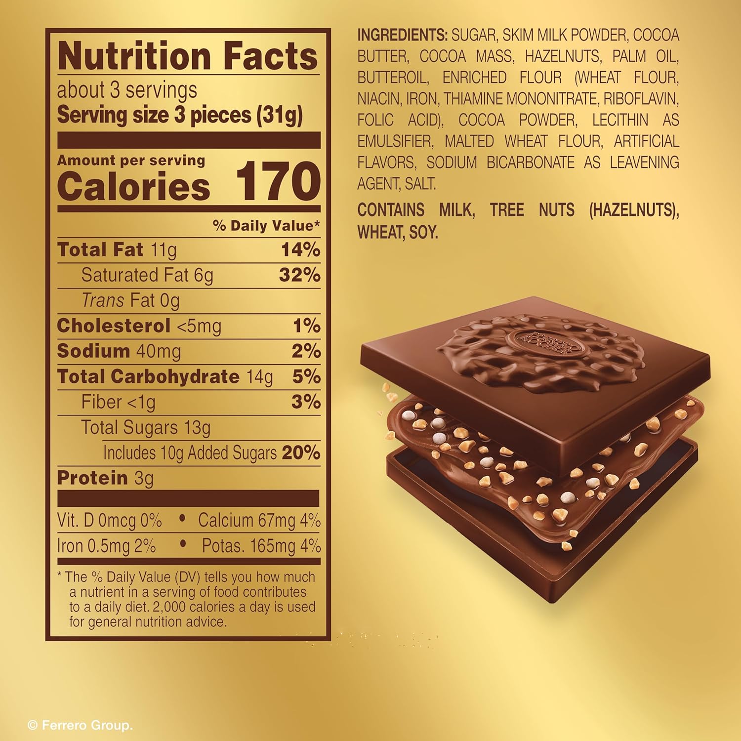 premium chocolate crafted with roasted hazelnuts and creamy fillings