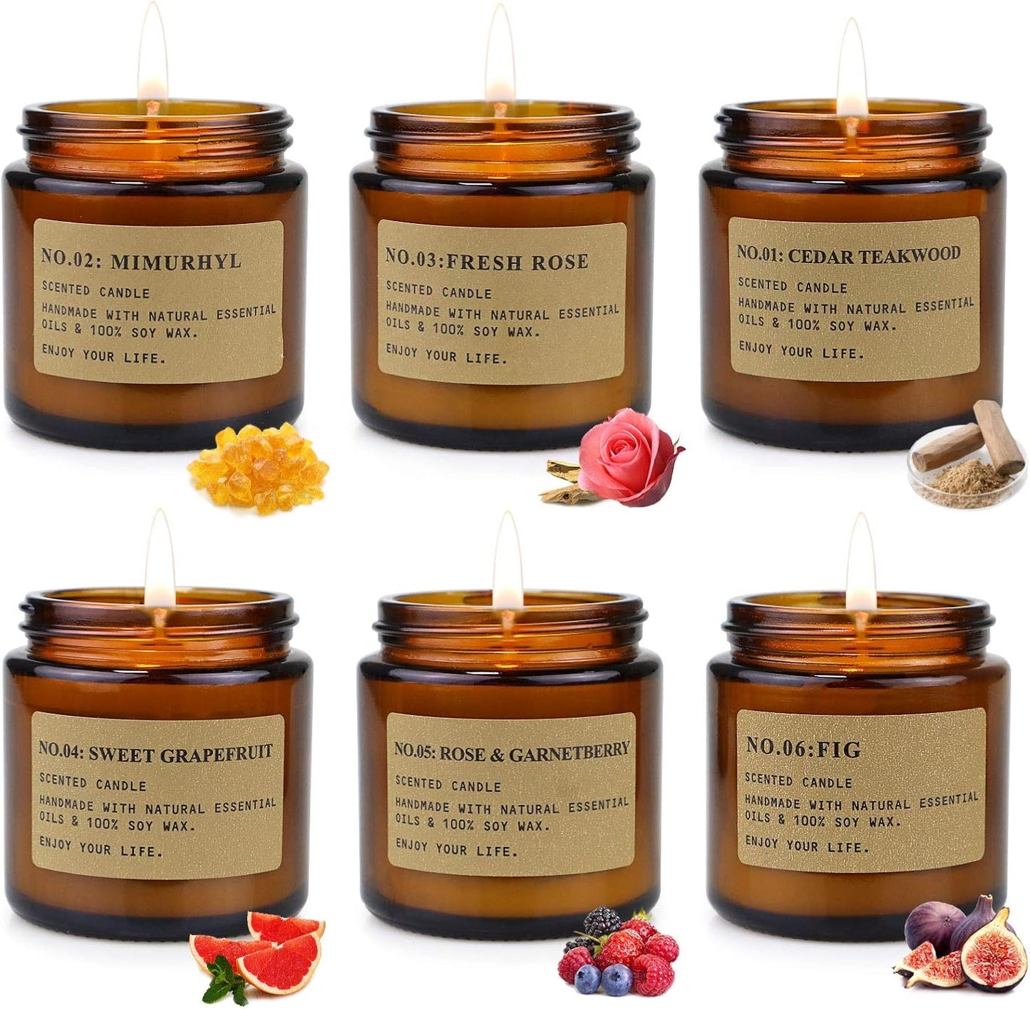 premium soy wax blended with 8% fragrance oils for stronger scent throw