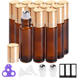 PrettyCare Refillable Roller Bottles for Aromatherapy – UV-Blocking Amber Glass 10ml Vials with Steel Ball for Meditation Space and Self-Care Diffuser Oils