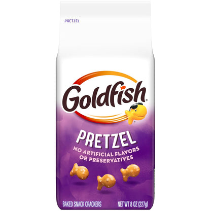 pretzel cracker in the iconic goldfish fish shape for a playful visual appeal
