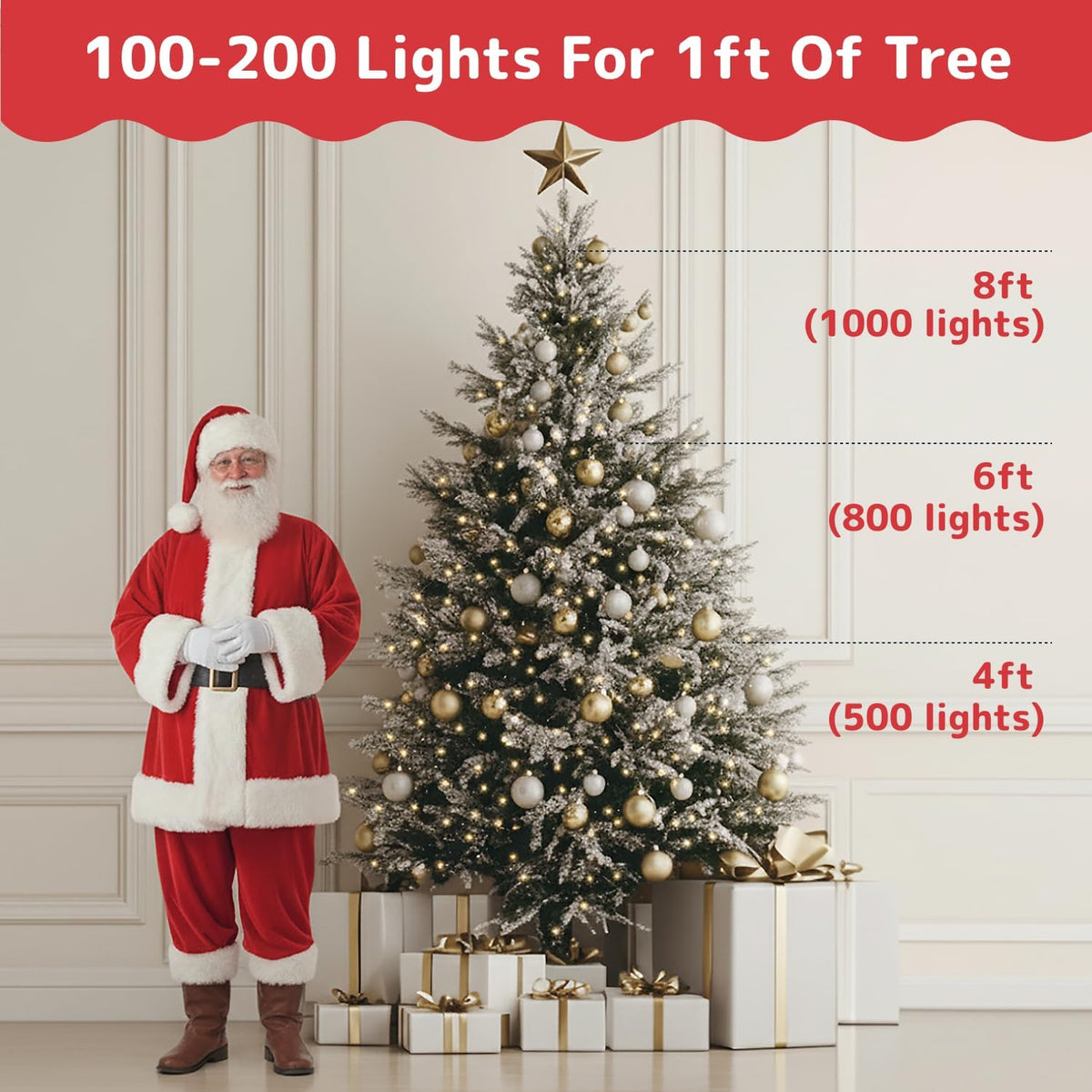 PREXTEX White Wire String Lights for Bedroom Accent, Holiday Tree Wrap, and Indoor Home Decor, 10 Ft Warm White, 50 Count