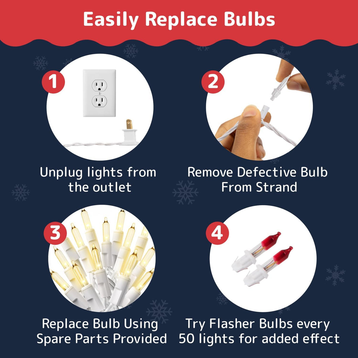 PREXTEX White Wire String Lights for Bedroom Accent, Holiday Tree Wrap, and Indoor Home Decor, 10 Ft Warm White, 50 Count