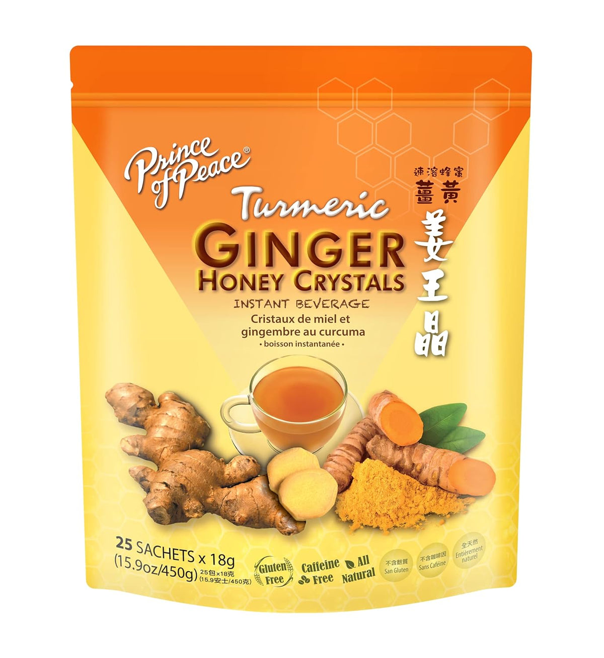 Prince of Peace Instant Ginger Honey Crystals with Turmeric – Single-Serve Sachets for Intentional Counter Spaces